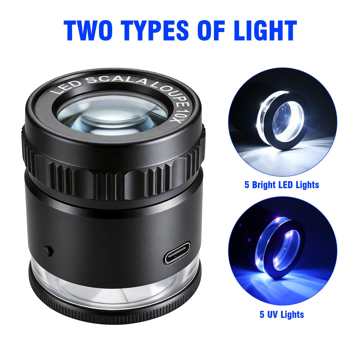 LED Scale Loupe Magnifier 10x Rechargeable with UV UV Lights - Dasourypro Official Imagery - 4