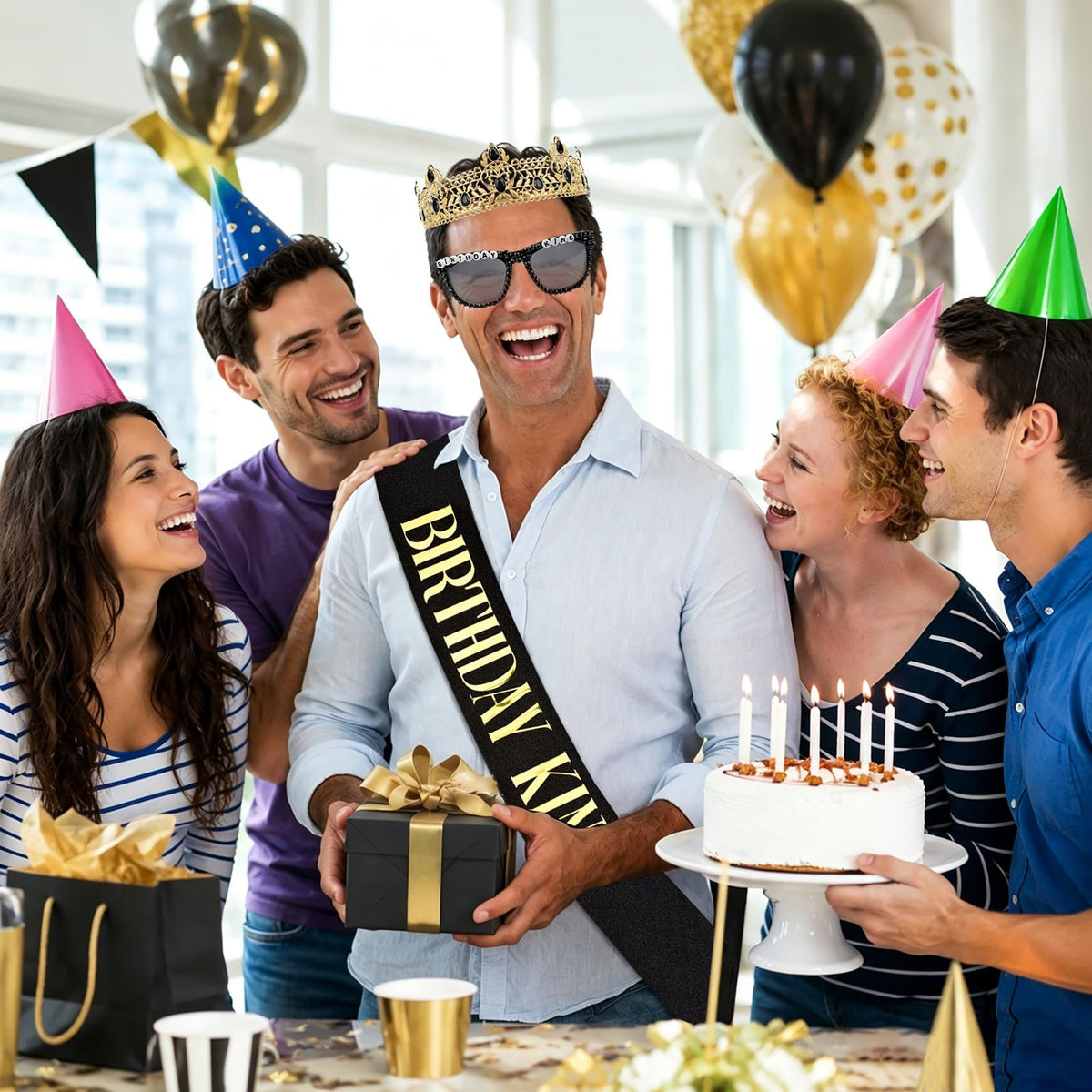 Birthday Decorations for Men 3Pcs Party Decor Supplies King - Bryophasic Official Imagery - 4