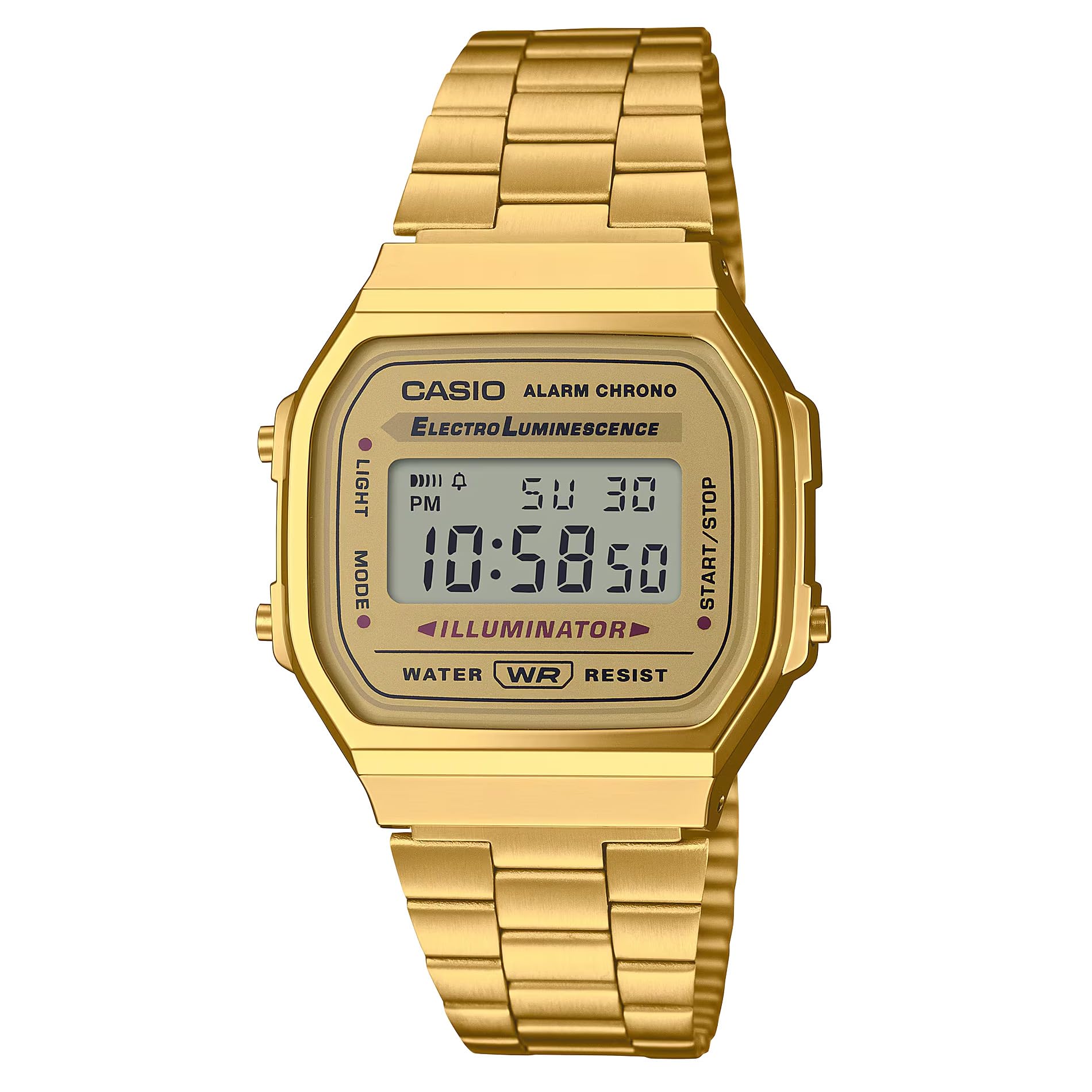 Casio Vintage Gold-Tone Stainless Steel Digital Watch 38.6x36.3mm - A1 - View 1