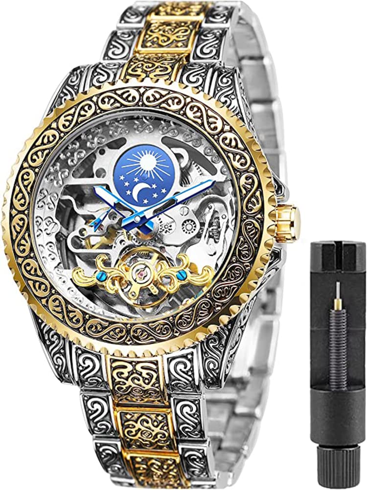 FANMIS Men Automatic Skeleton Watch Stainless Steel Band - Product Imagery