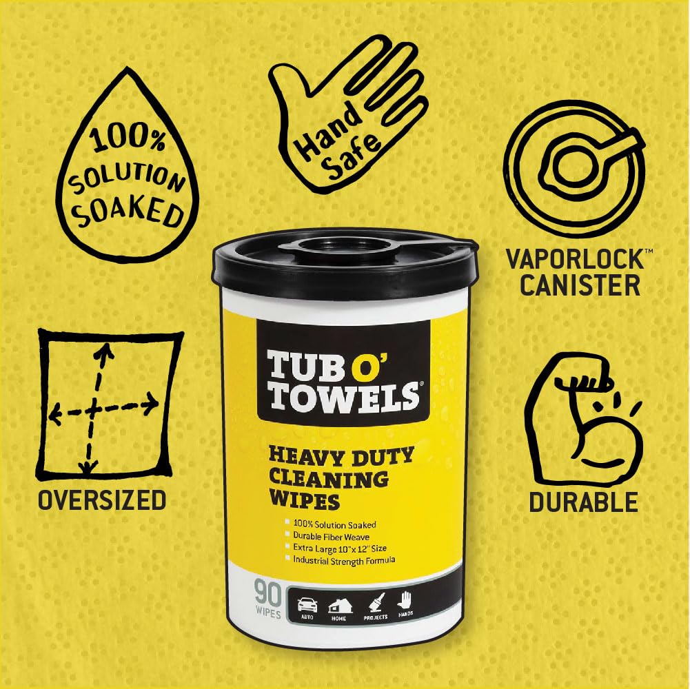 Tub O' Towels Heavy-Duty Cleaning Wipes 90-Count