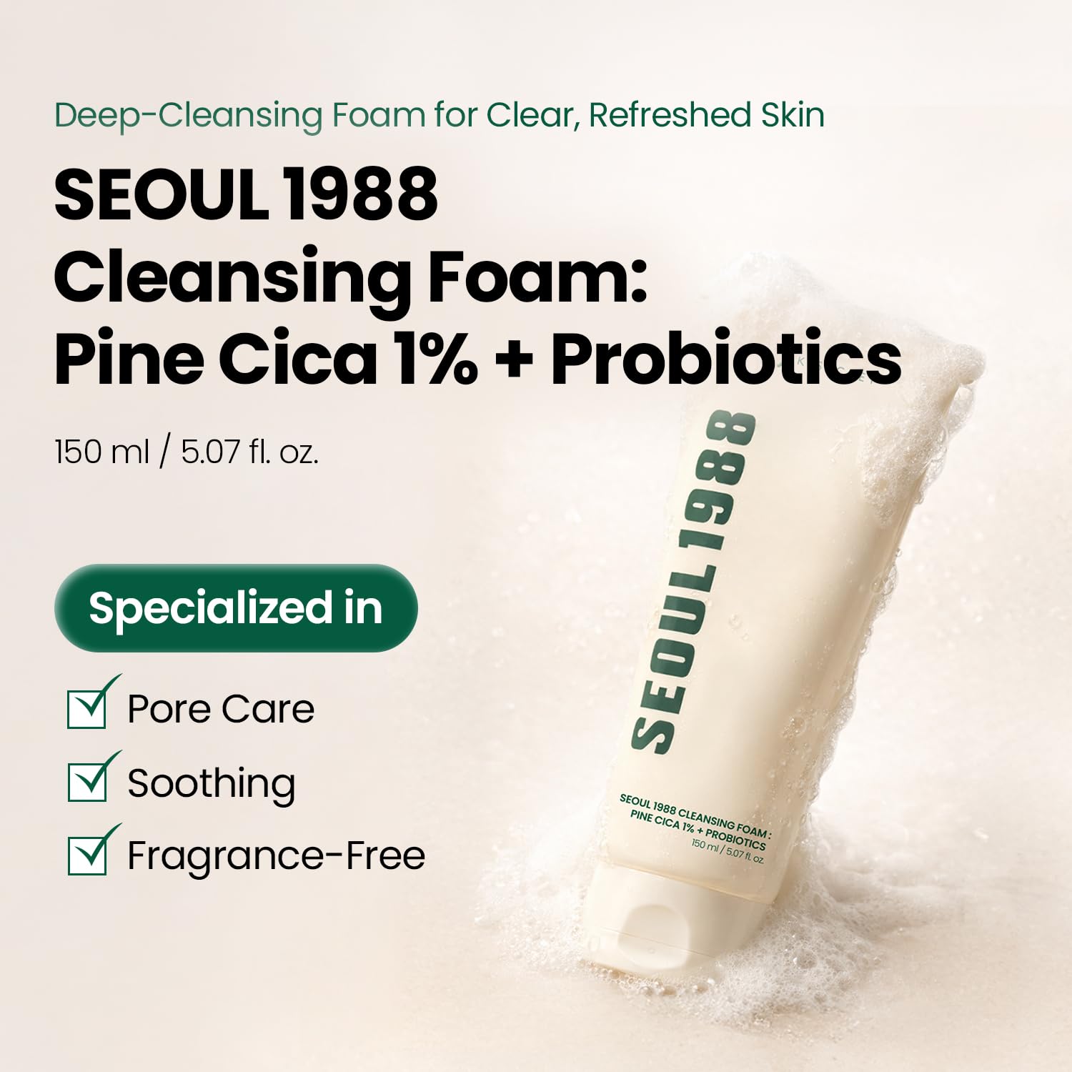 K-SECRET SEOUL1988 Cica Cleansing Foam, Deep Pore Cleanser, 5.07 - K-SECRET