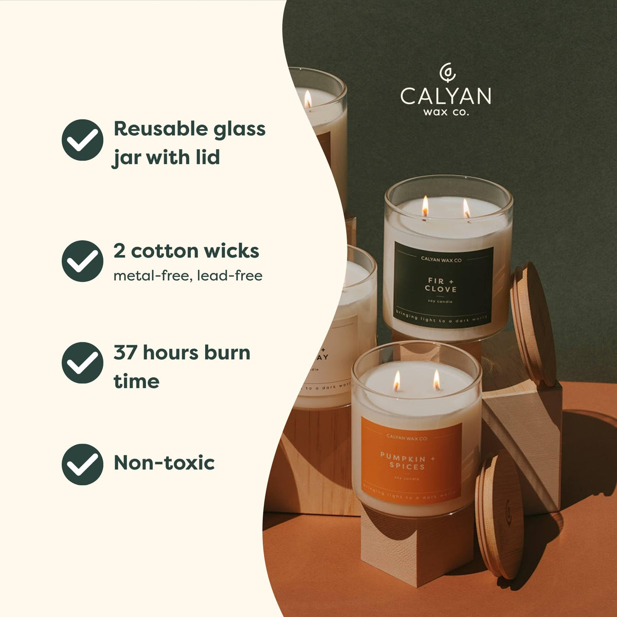 Fir Clove 2 Wick Scented Candle - Calyan Wax Co. Official Imagery - 5