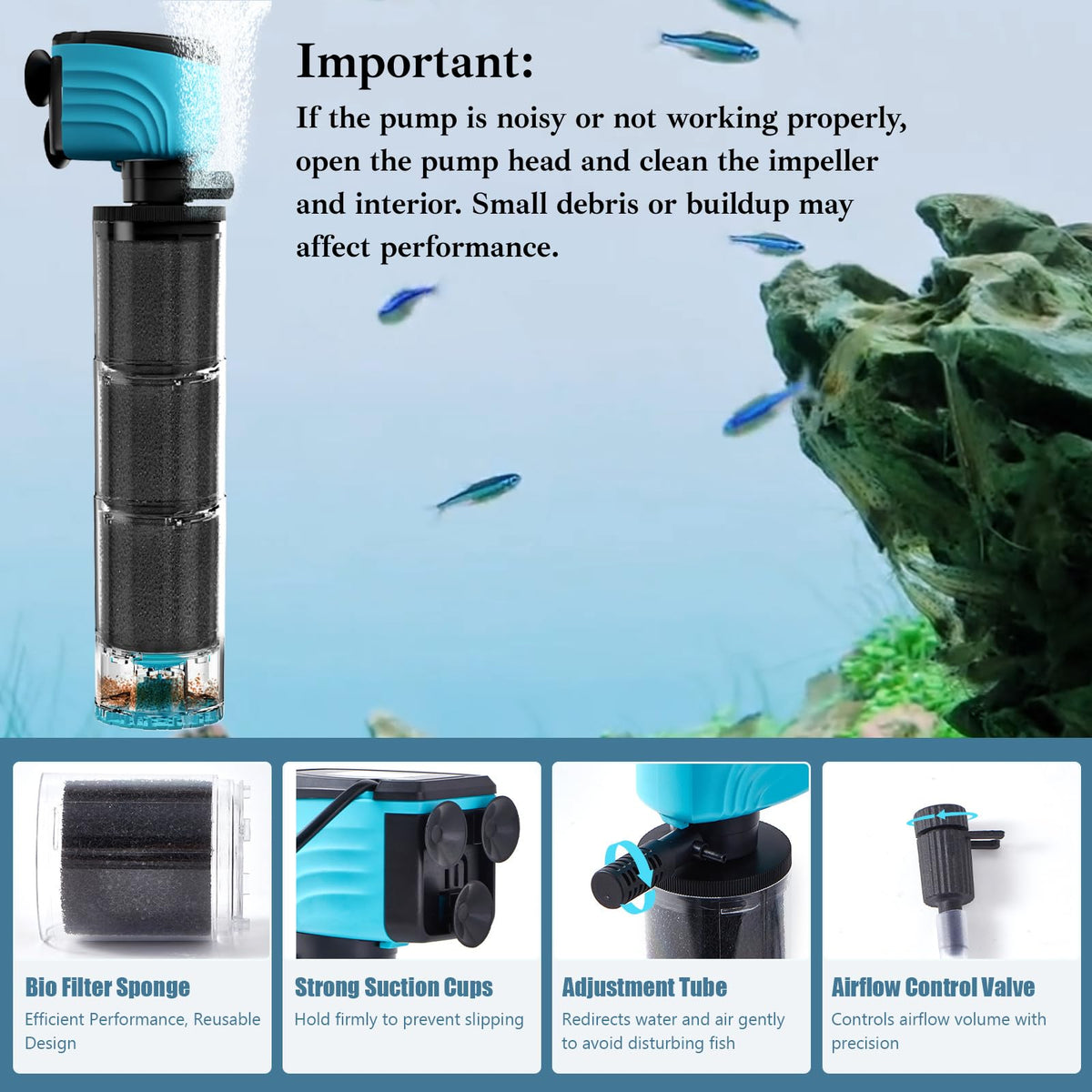 Submersible Aquarium Filter Upgraded 100 300 Gallon Fish - Aulofee Official Imagery - 4
