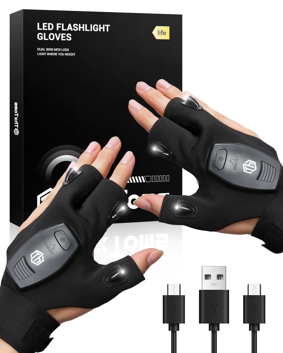 ThxToms Stocking Stuffers for Men,Rechargeable Flashlight Gloves - Product Imagery
