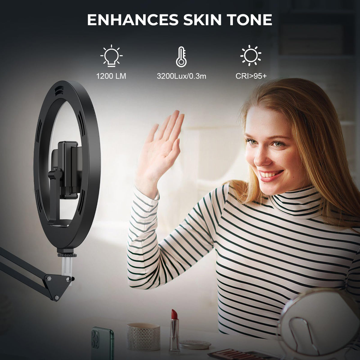 12 Ring Light with Stand Tripod for iPhone Overhead Phone - Bialeire Official Imagery - 7