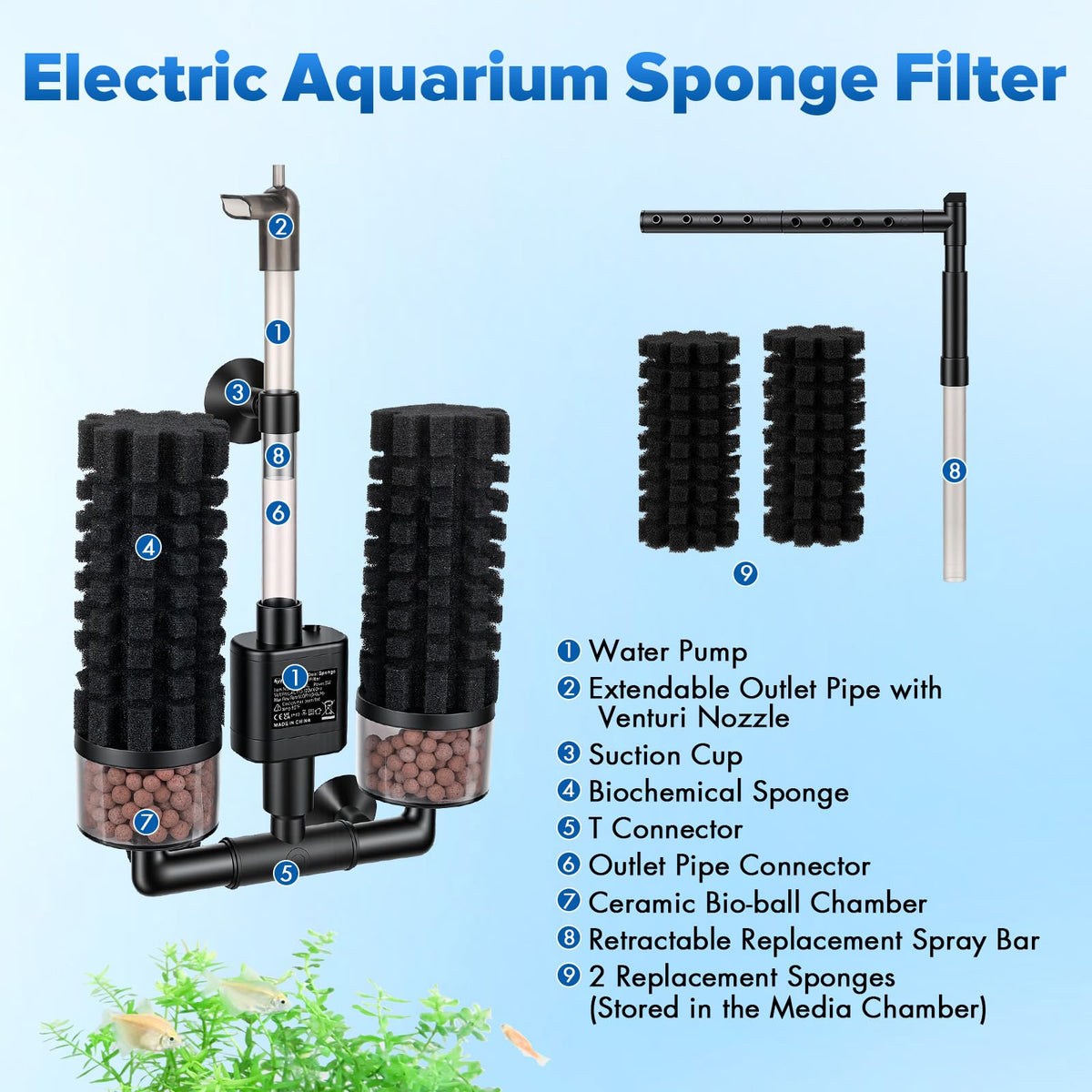 hygger Electric Aquarium Sponge Filter 5W Quiet Fish Tank - hygger Official Imagery - 8