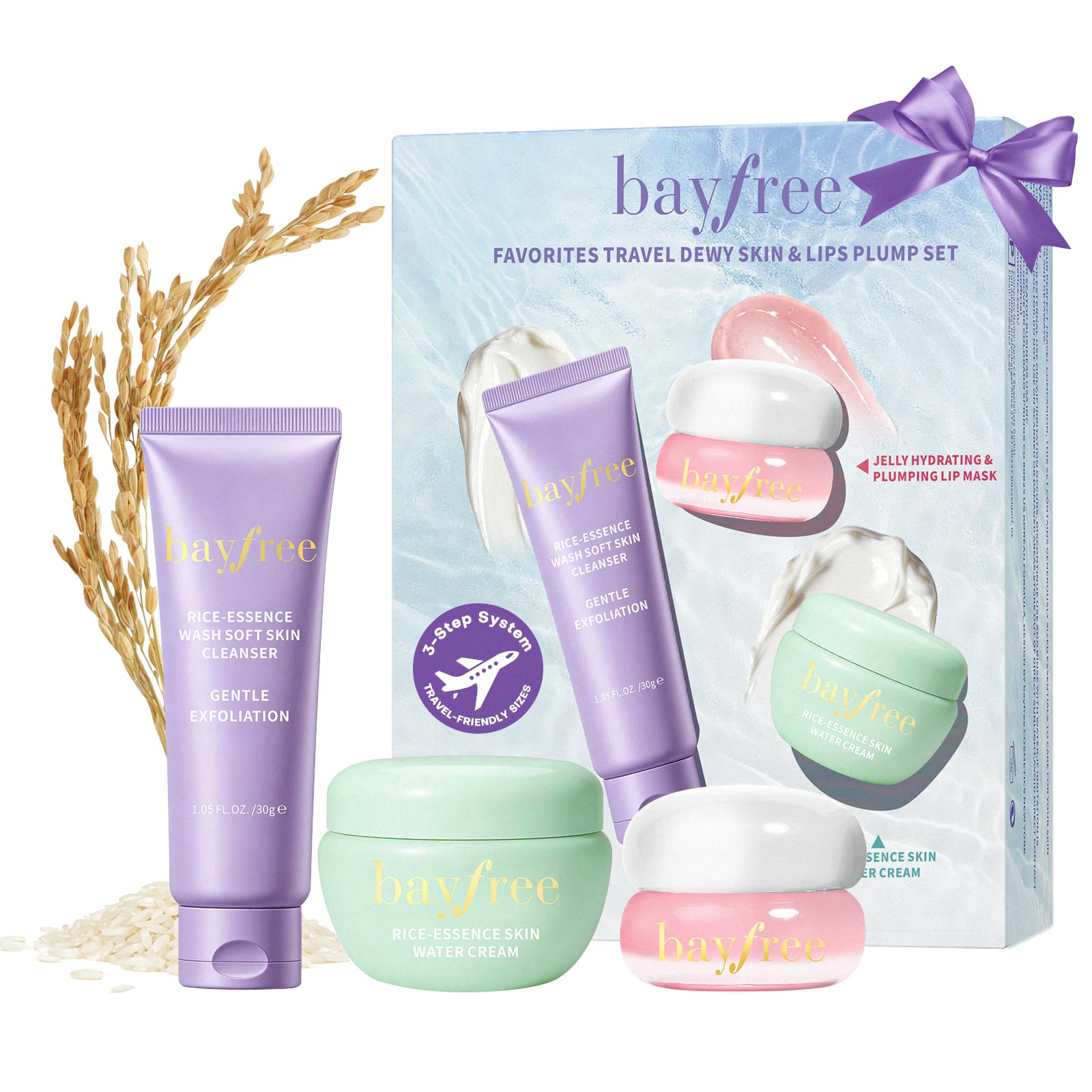 bayfree Dewy Skin Care Set, Travel Size Skincare Kit with 3-Step - bayfree