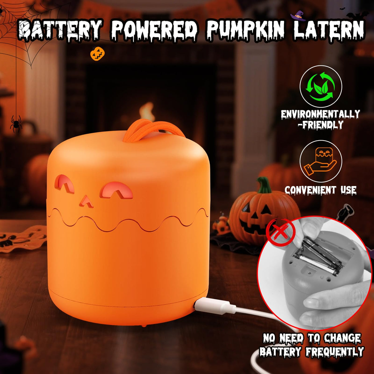 Rechargeable Halloween Pumpkin Lantern Light Collapsible - Yunaking Official Imagery - 4