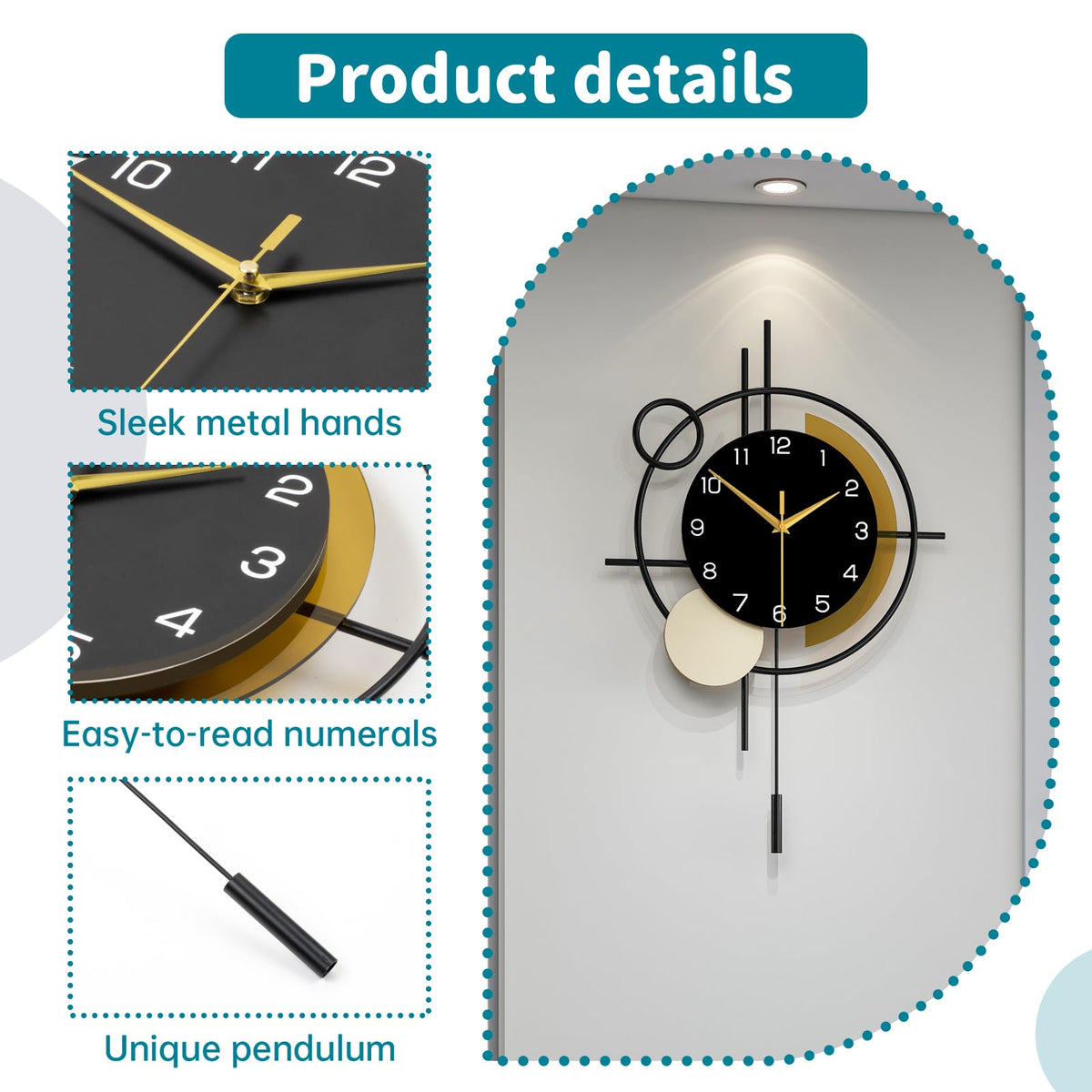 Wall Clock for Living Room Decor Modern Clock Pendulum - YIJIDECOR Official Imagery - 6