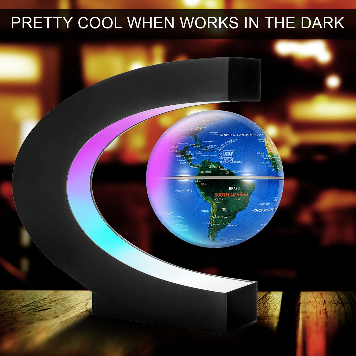 Gresus Magnetic Levitating Floating World Map Globe C Shape - Gresus Official Imagery - 4