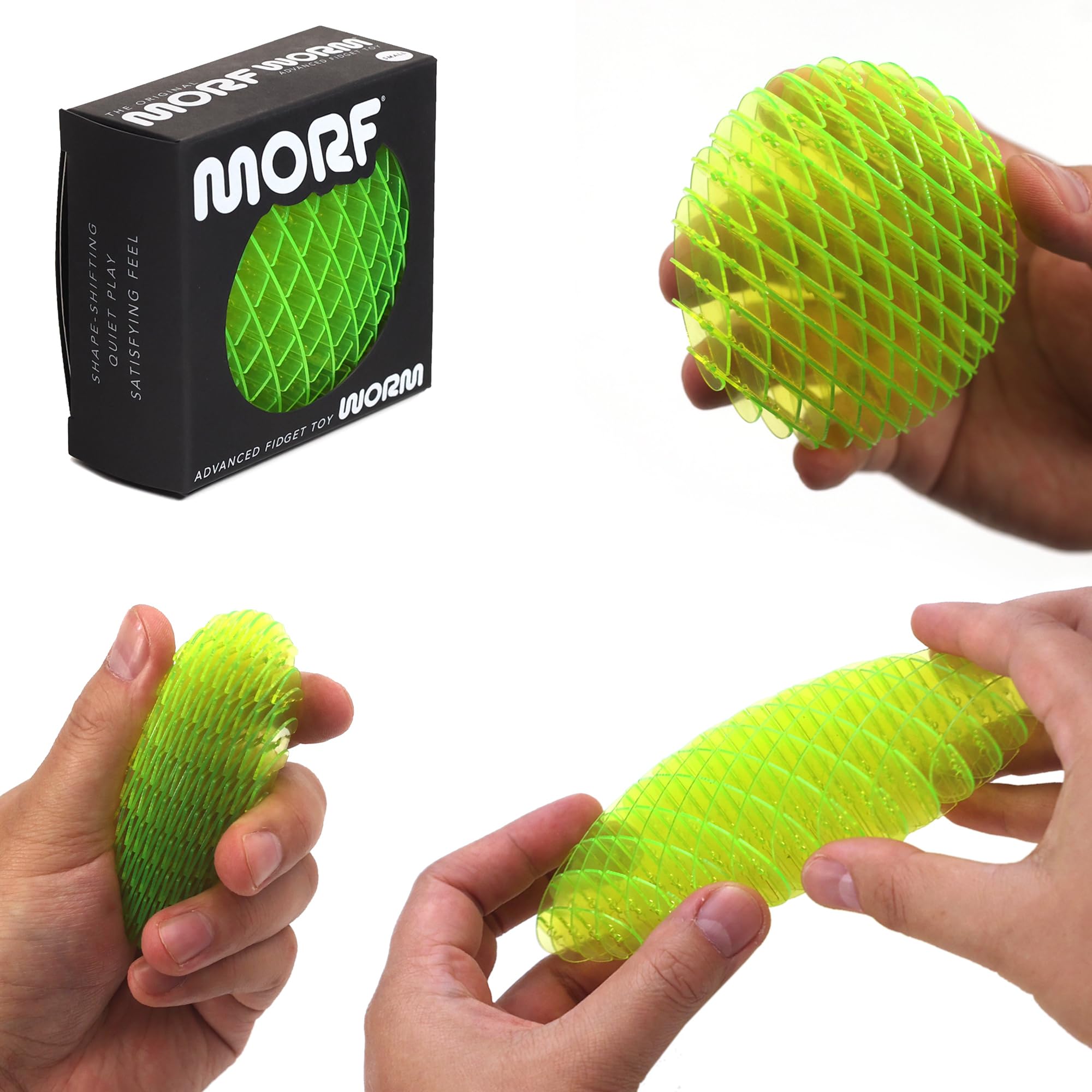 Morf Worm 3D Sensory Fidget Toy for Kids and Adults, Green, Small - Product Imagery