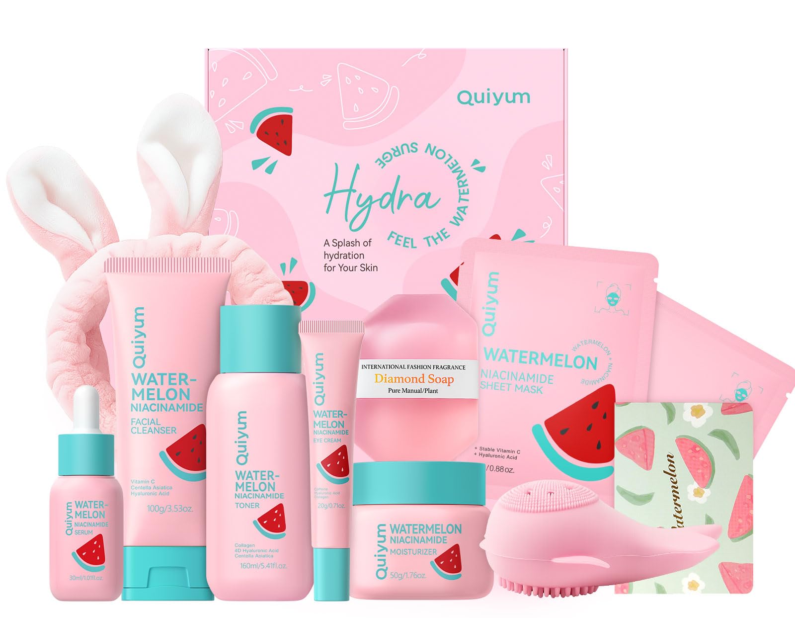 Watermelon &amp; Niacinamide Skincare Set for Women Teens Girls, - QUIYUM