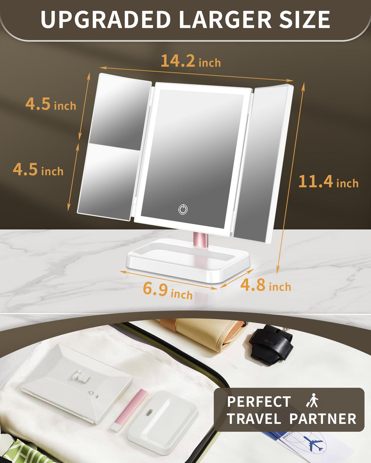 Makeup Mirror Vanity Mirror with Lights 1X 2X 3X - BERTHALESS Official Imagery - 3