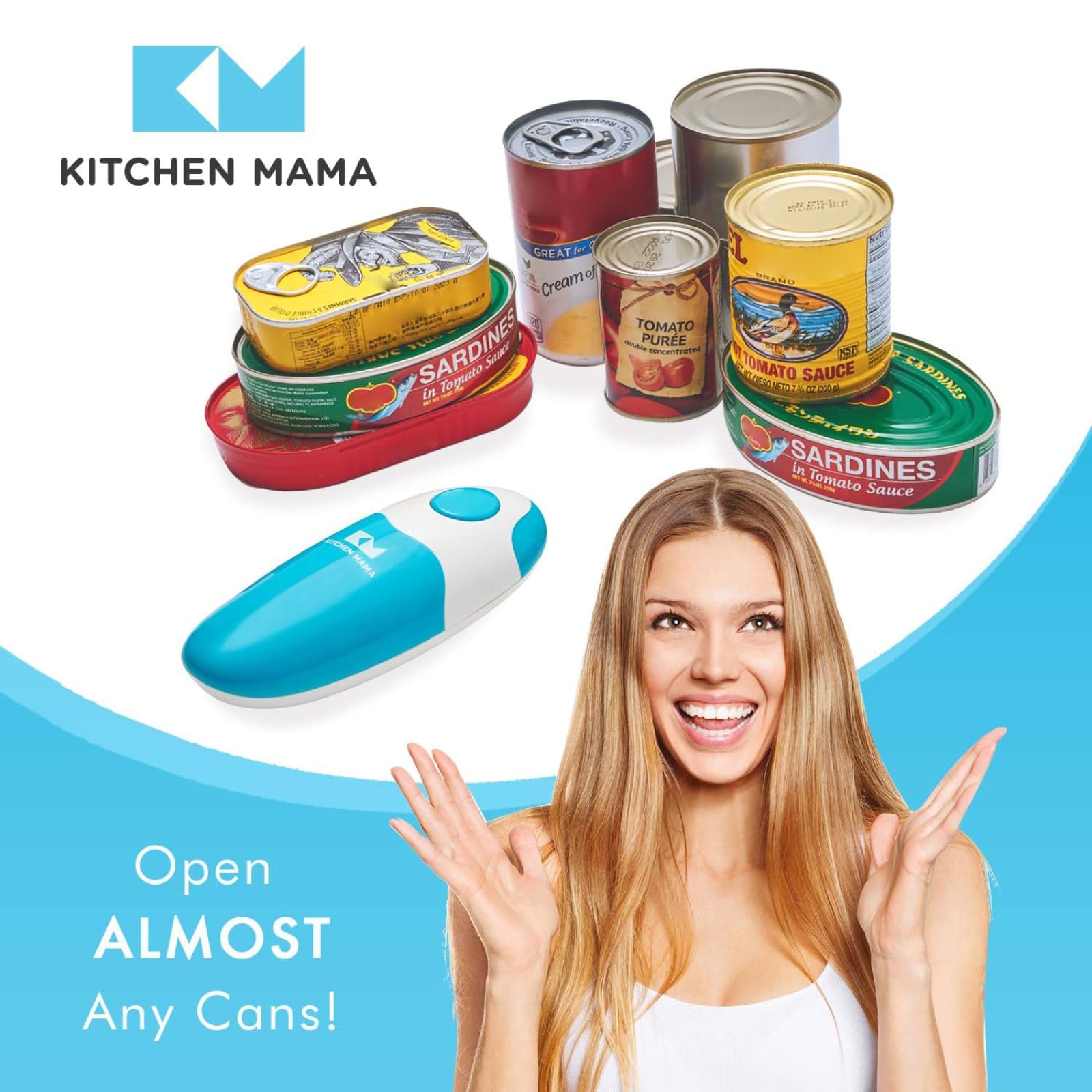 Kitchen Mama Auto Electric Can Opener, Sky Blue by Kitchen Mama - Angle View 4