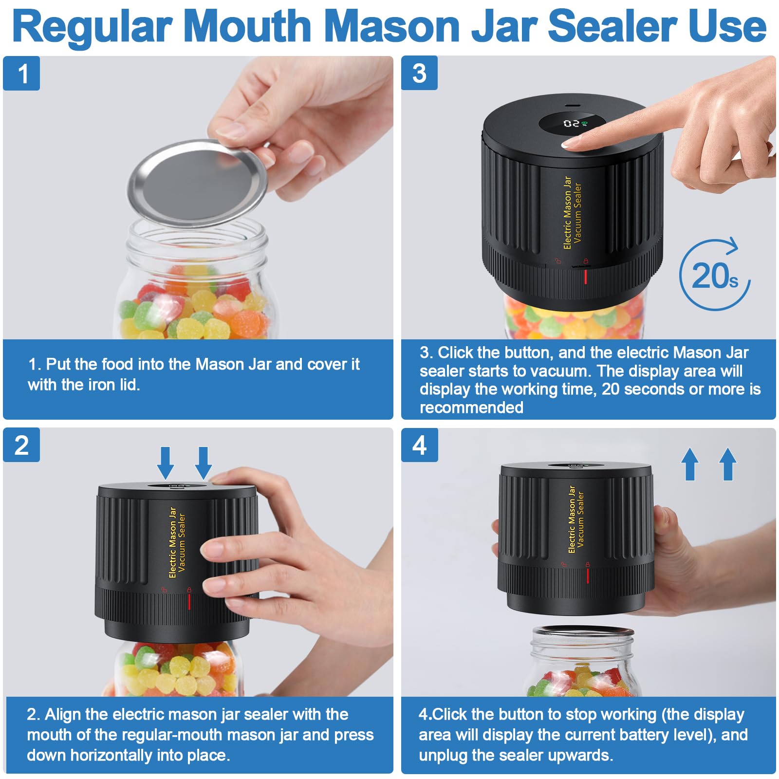 LOVE MOMENT Electric Mason Jar Vacuum Sealer Kit by LOVE MOMENT - Angle View 3