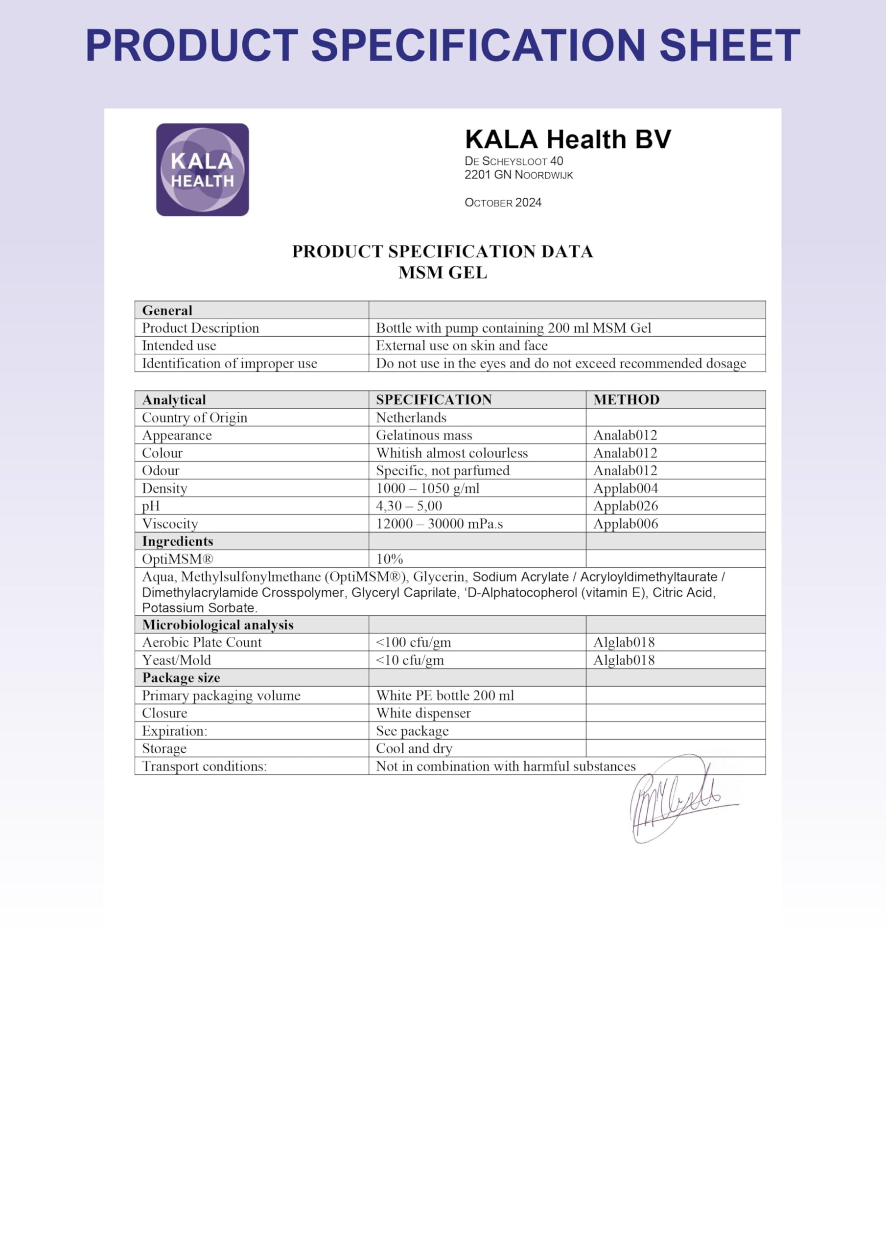 Procapsin MSM Skin and Facial Gel Lotion - 200ml Pure OptiMSM Gel - OptiMSM for Skin and Topical use