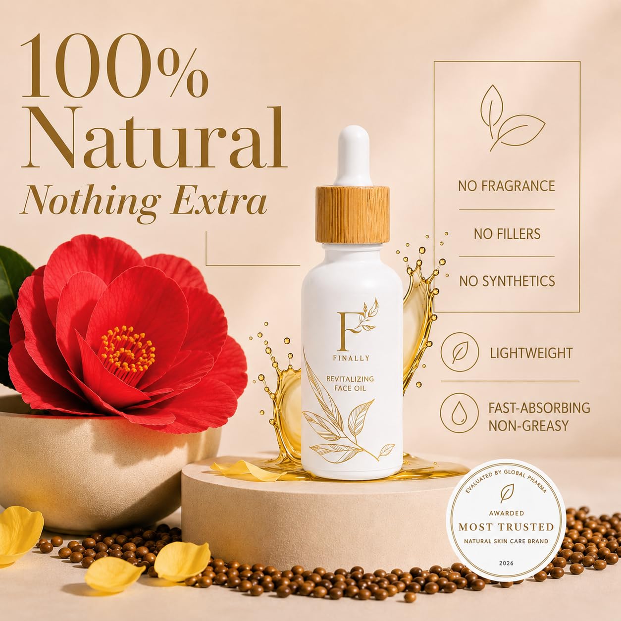 Finally Organic Tsubaki Camellia Face Oil & Under - Eye Serum for Sensitive - Finally Official Product View 3