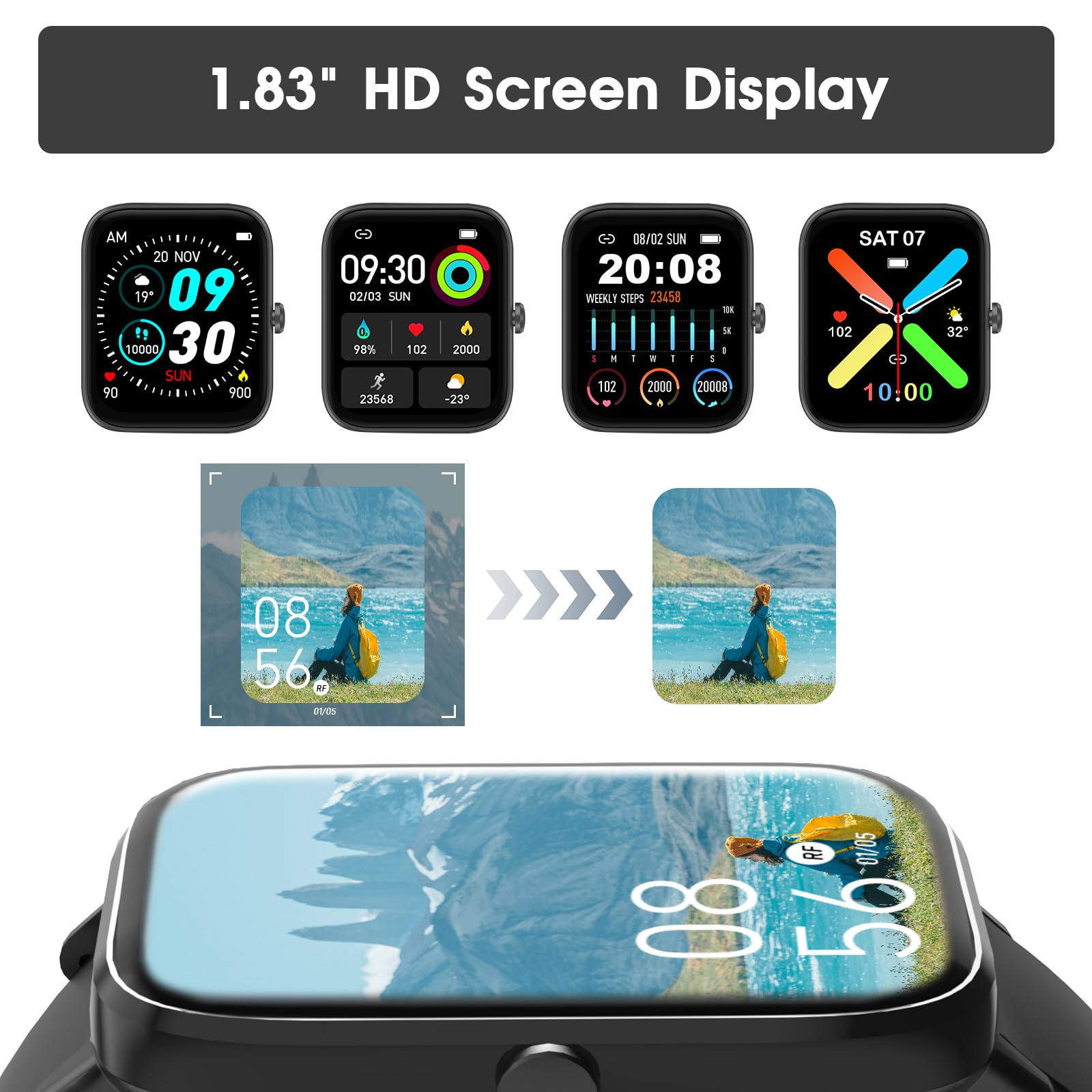FTTMWTAG Smart Watch  : 1.85" Waterproof Fitness Trackers with 24-Hour - View 4