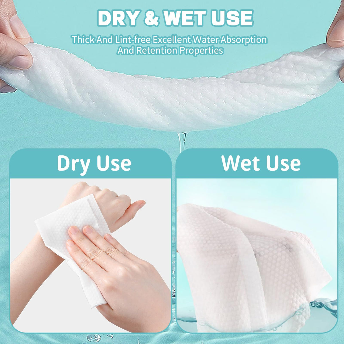 Disposable Face Towel 600 Count Soft Cotton Facial Dry Wipes - CenYouful Official Imagery - 4