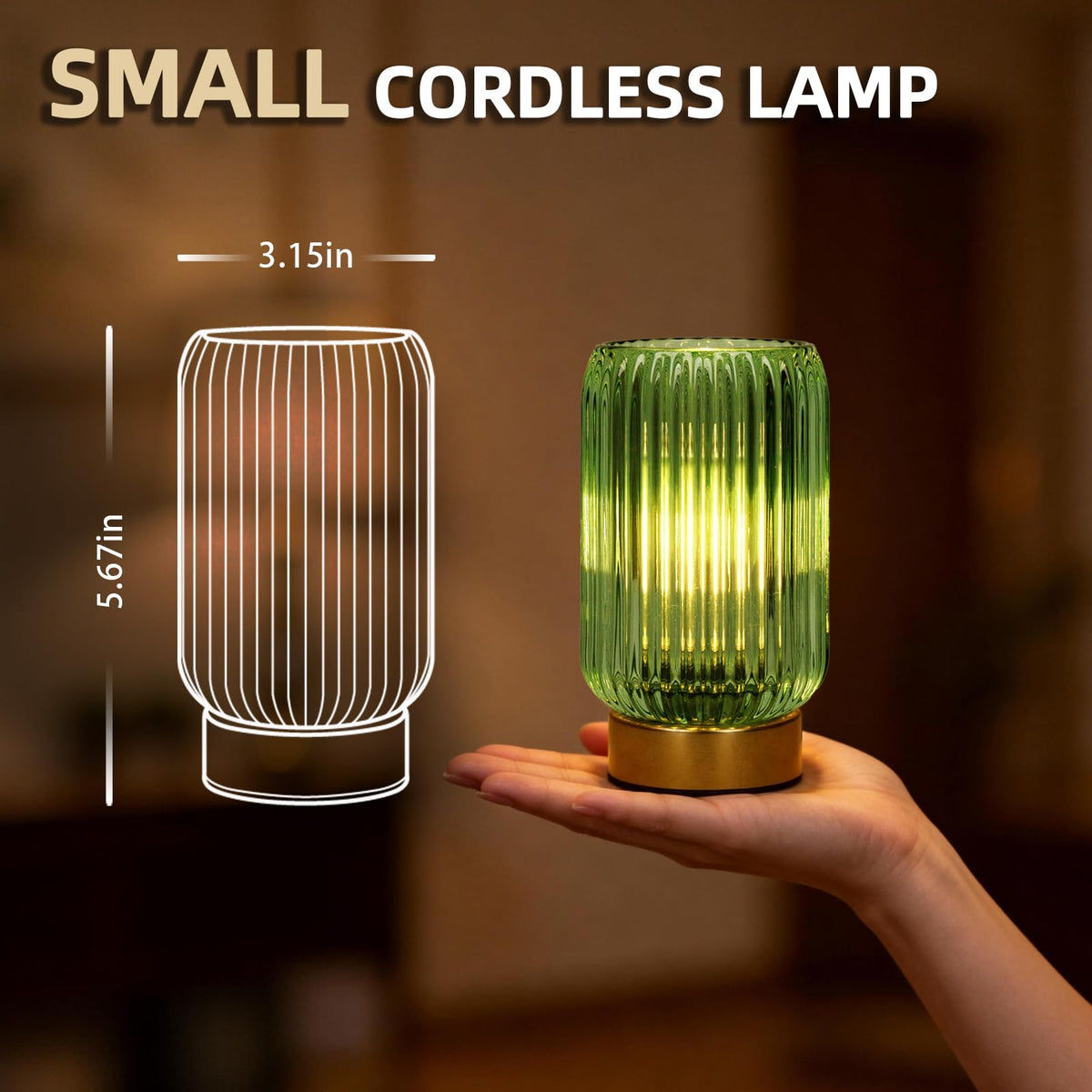 MJ PREMIER Battery Operated Lamp Small Cordless Lamp with - MJ PREMIER Official Imagery - 3