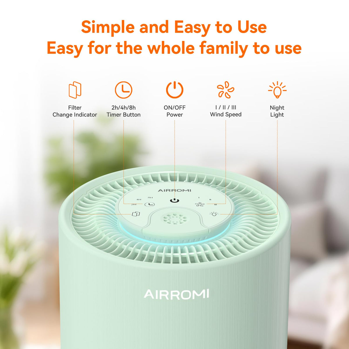 AIRROMI Air Purifier for Bedroom with HEPA 3 in 1 Filter Pet - AIRROMI Official Imagery - 4