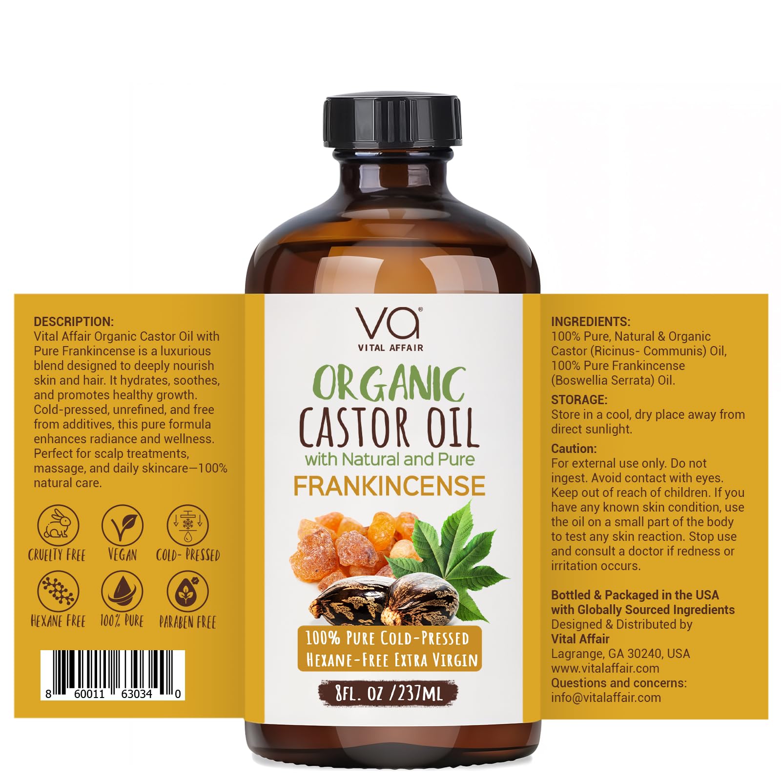 VITAL AFFAIR Organic Castor Oil with Frankincense Oil Glass Bottle For Face & Hair - VITAL AFFAIR Official Product View 7