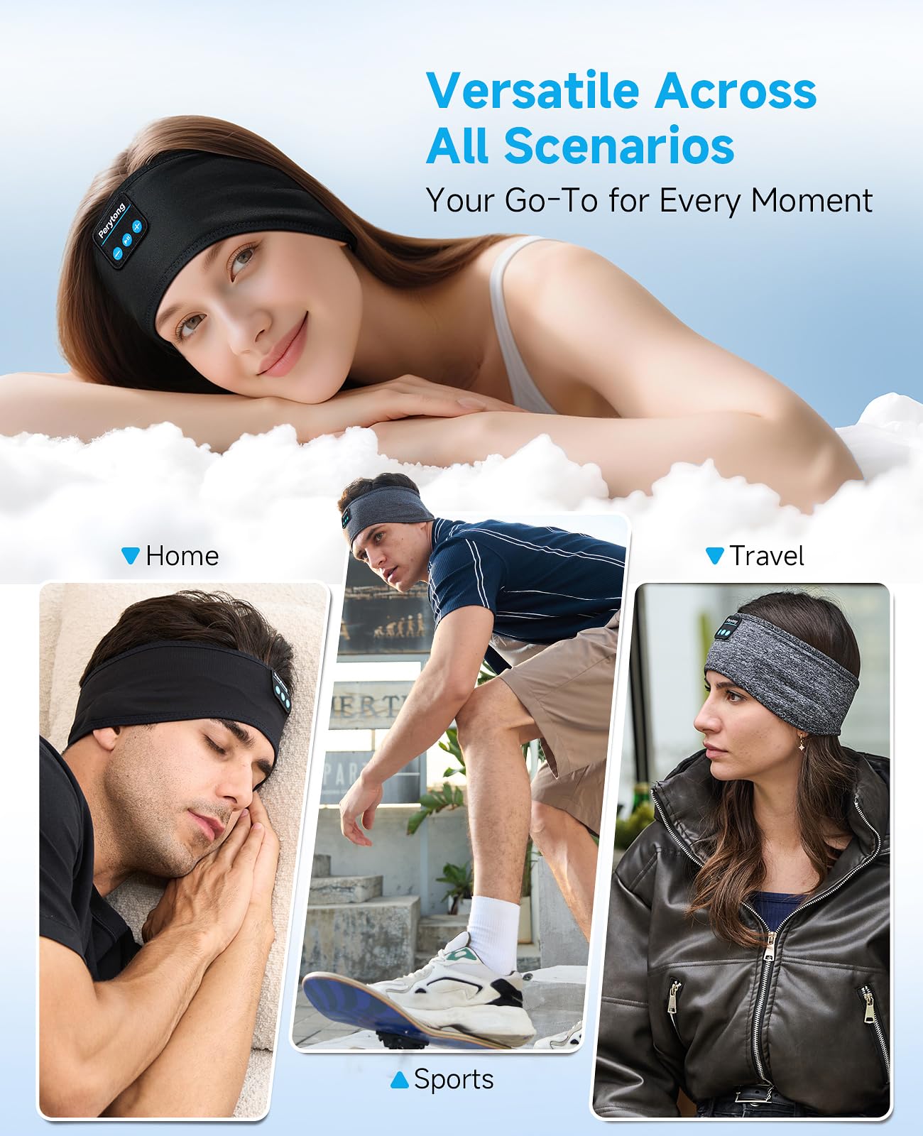 Perytong Sleep Headphones Wireless, Bluetooth Sports Headband Hea - Perytong Official Product View 5