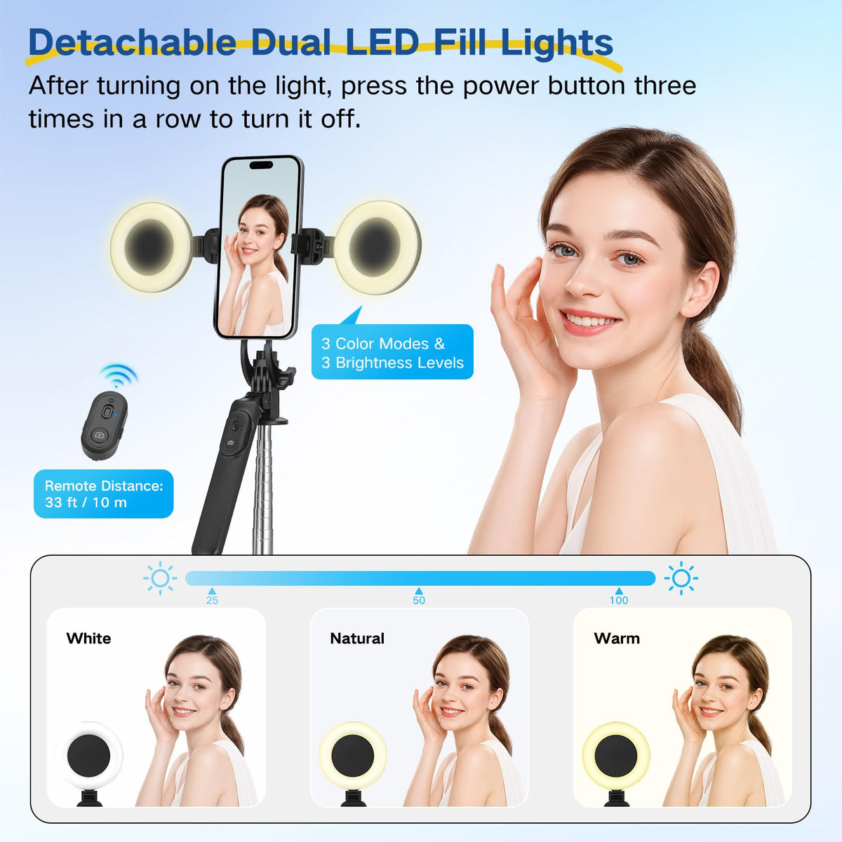 Content Creator Vlogging Kit 180CM Metal Selfie Stick Tripod - HUGSEE Official Imagery - 3