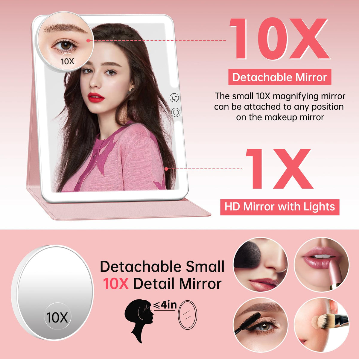 FUNTOUCH 2500mAh Large Rechargeable Travel Makeup Mirror - FUNTOUCH Official Imagery - 4