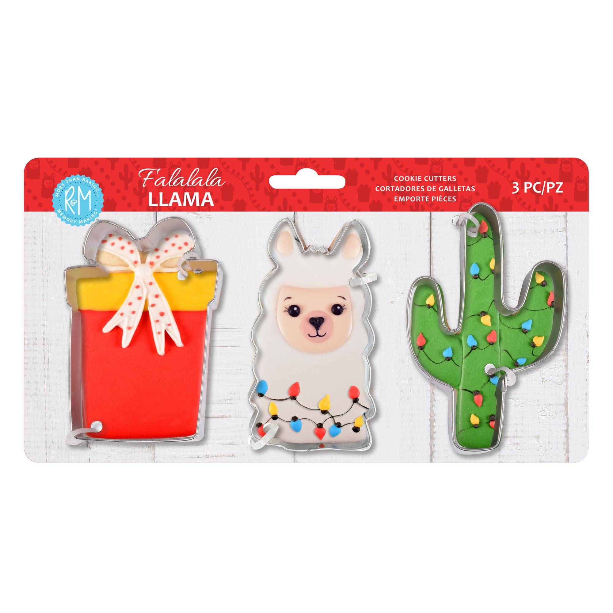 R&M Falala Llama Christmas Cookie Cutter Gift Set. Includes Present, L - View 1