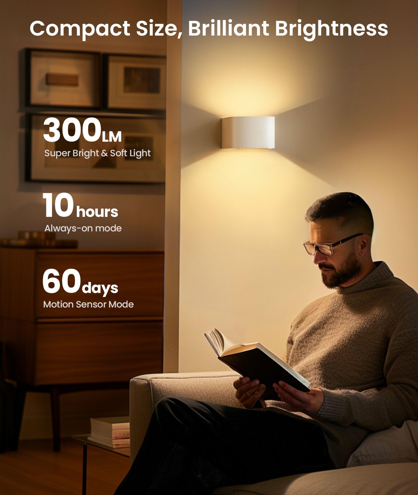 FULEN Motion Sensor Wall Light with Remote Control 3 Colors Wireless Wall Sconce - FULEN Official Product View 2