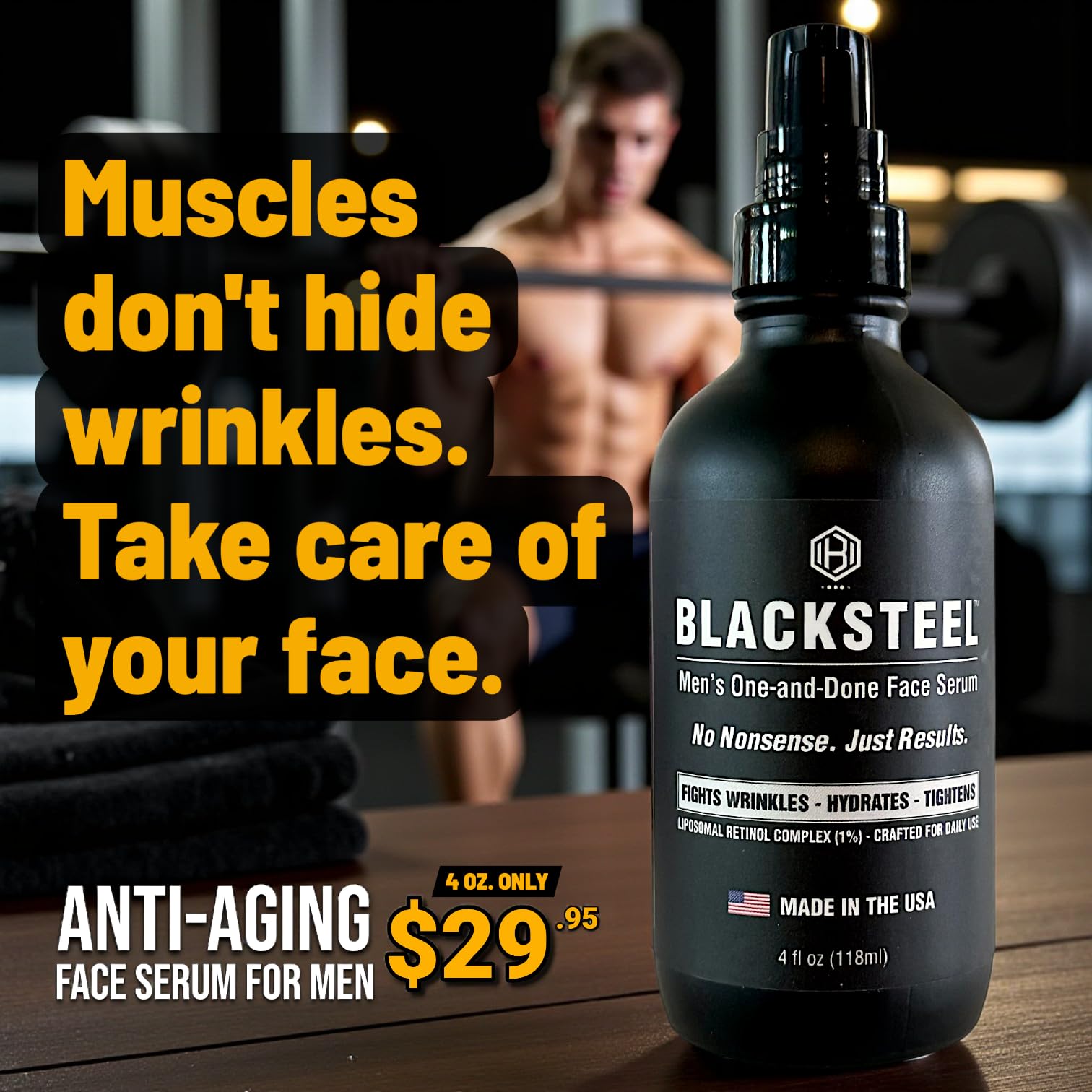 BLACKSTEEL Men's Anti - Aging Face Serum with Retinol & Hyalur - BLACKSTEEL Official Product View 7