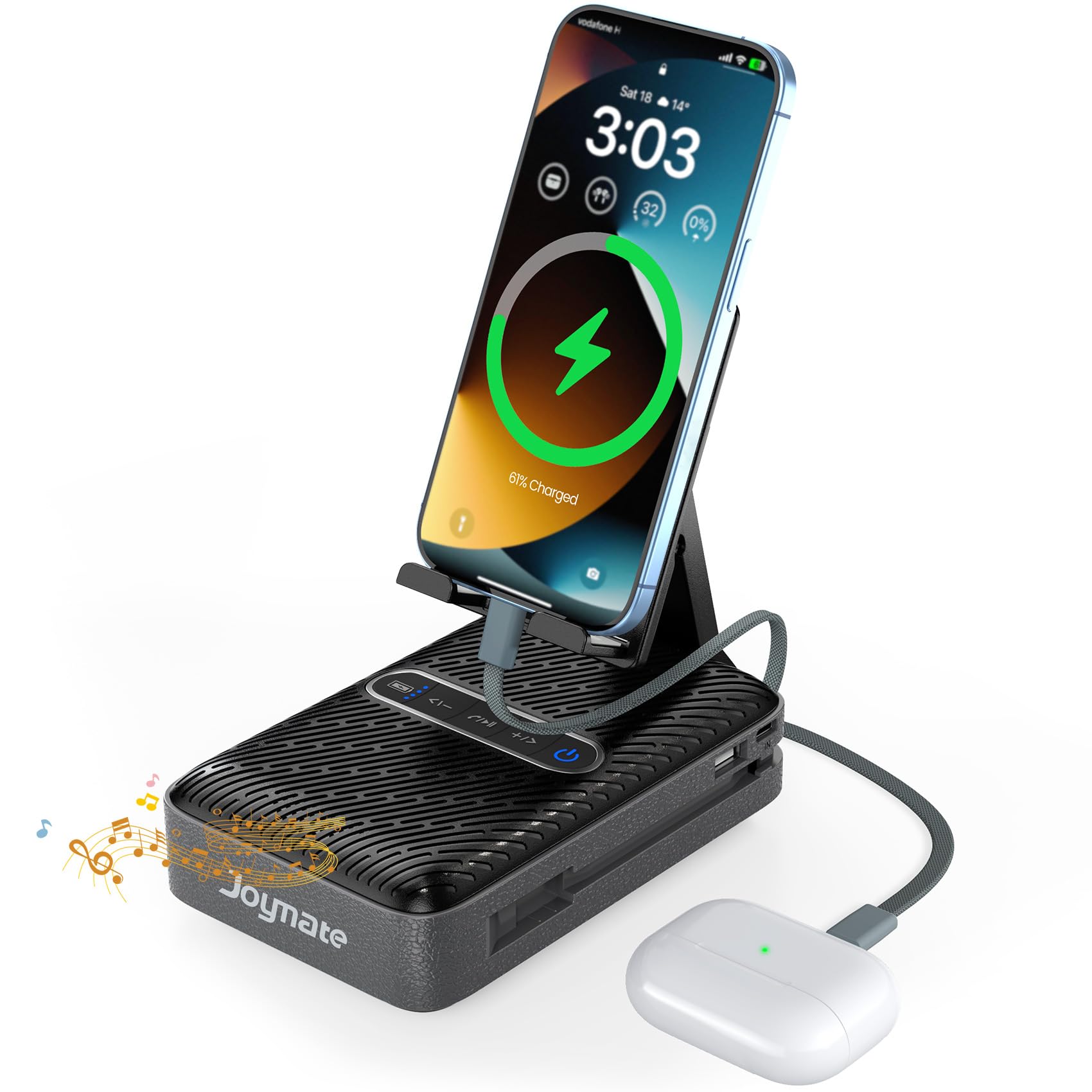 Gift for Men/Women, Charging Phone Stand with Bluetooth Speaker, - Product Imagery