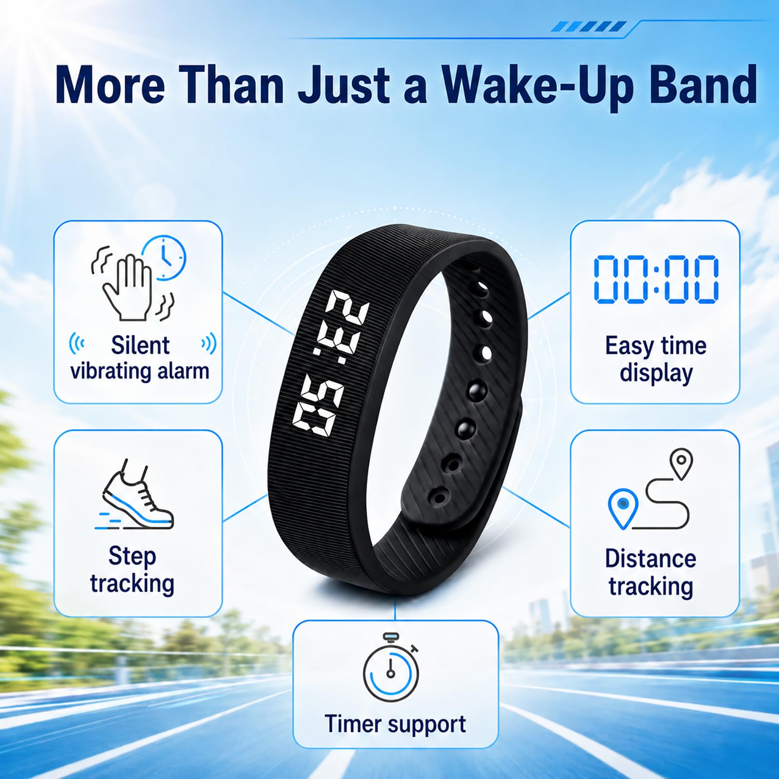 TEERAVD Vibrating Alarm Wristband Clock for Heavy Sleepers Wake Band W - View 5