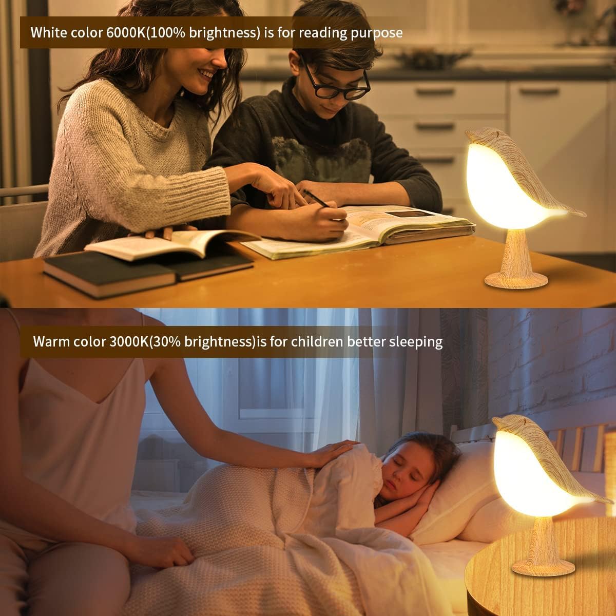 Xhope4u Bird Table Lamp with Remote & Touch Control | 3 Color Temperat - View 3