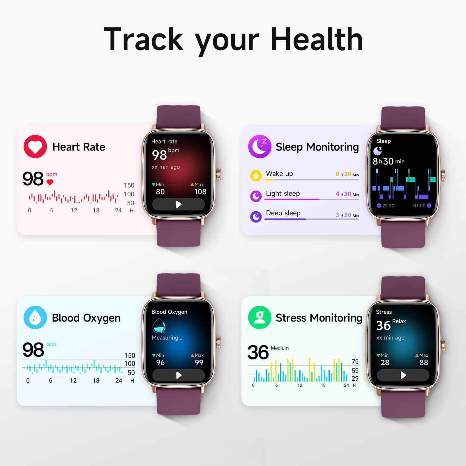 aeac Smart Watch for Women, 1.85" HD Smartwatch Compatible iPhone/Sams - View 3