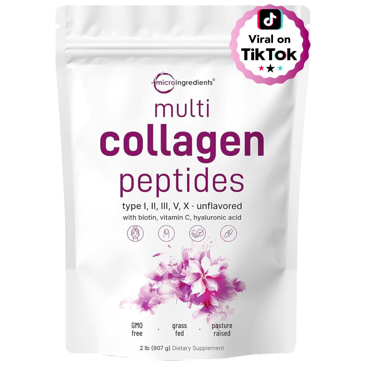 Micro Ingredients Multi Collagen Peptides Powder 2lb - Micro Ingredients Official Imagery - 2
