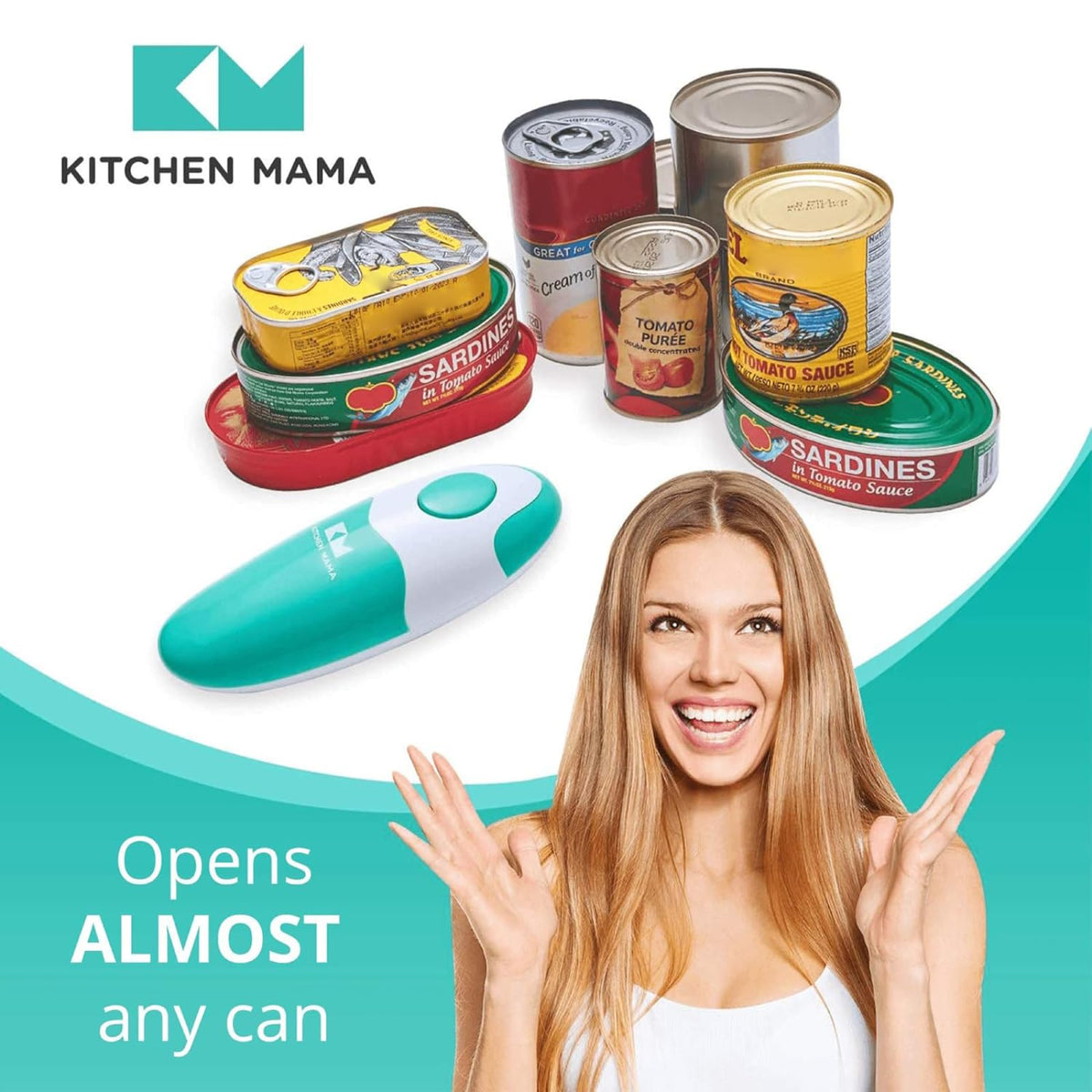 Kitchen Mama Auto Electric Can Opener Battery Operated Teal - Kitchen Mama Official Imagery - 5