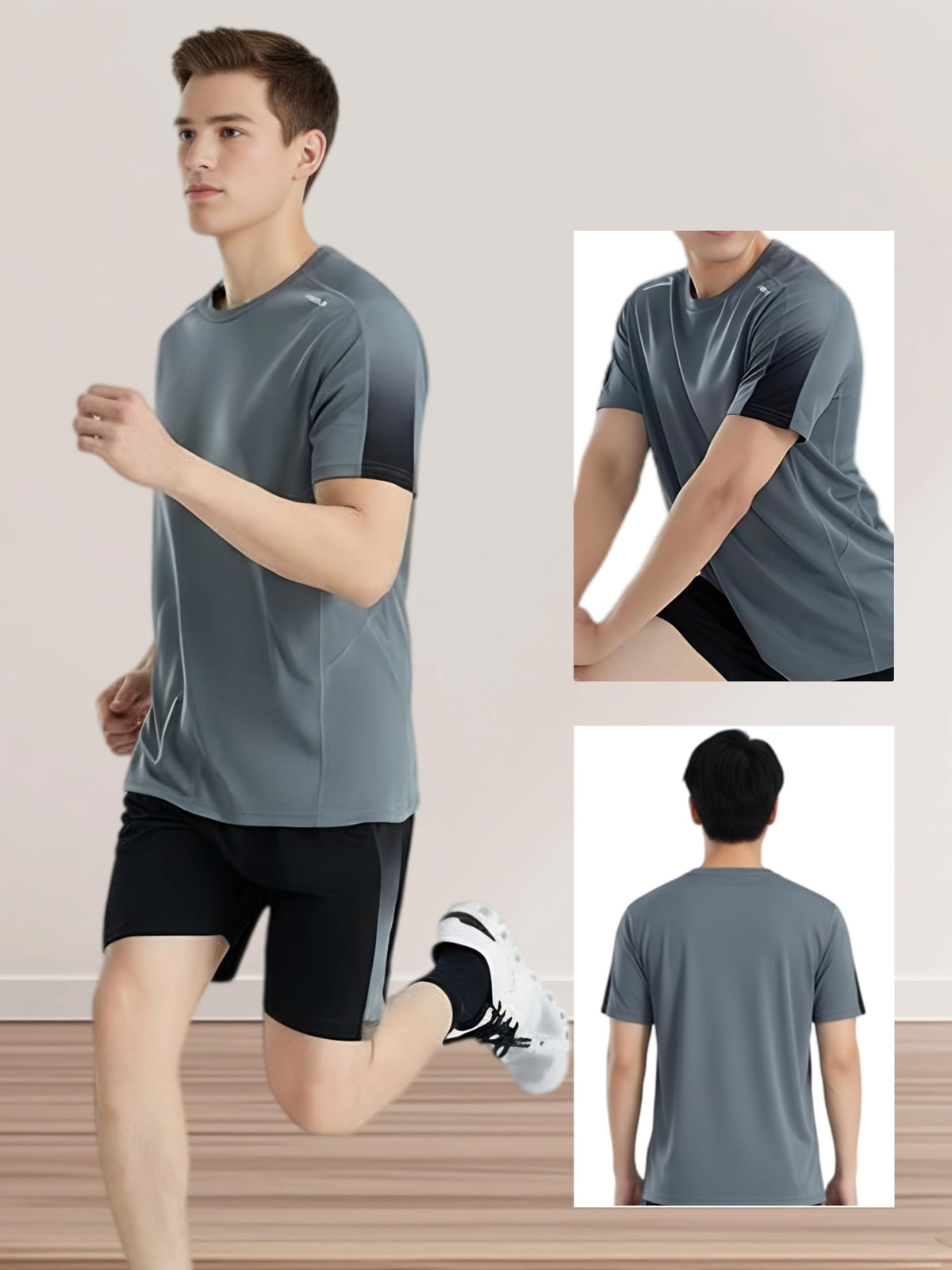 Men s 6 Piece Workout Set Quick Dry Athletic T Shirts Shorts - Premium Selection Official Imagery - 6