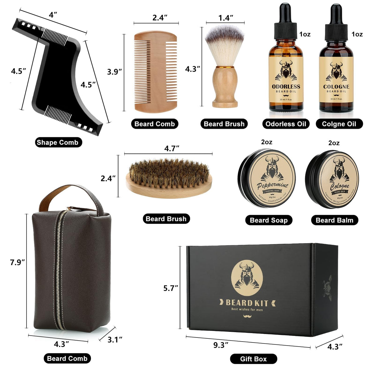 Beard Care Kit Fathers Day Gifts for Men 9 Pcs Ultimate - EXREIZST Official Imagery - 3