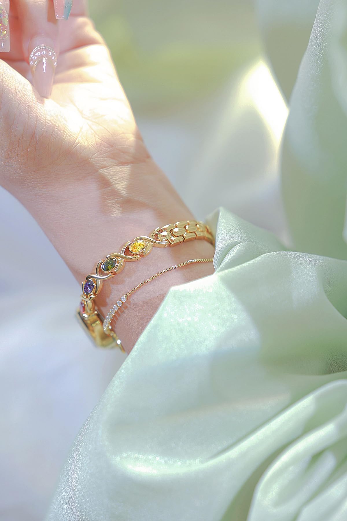 Gold Dainty Colorful Crystal Bracelet Watch for Women - Dacdyi Official Imagery - 5