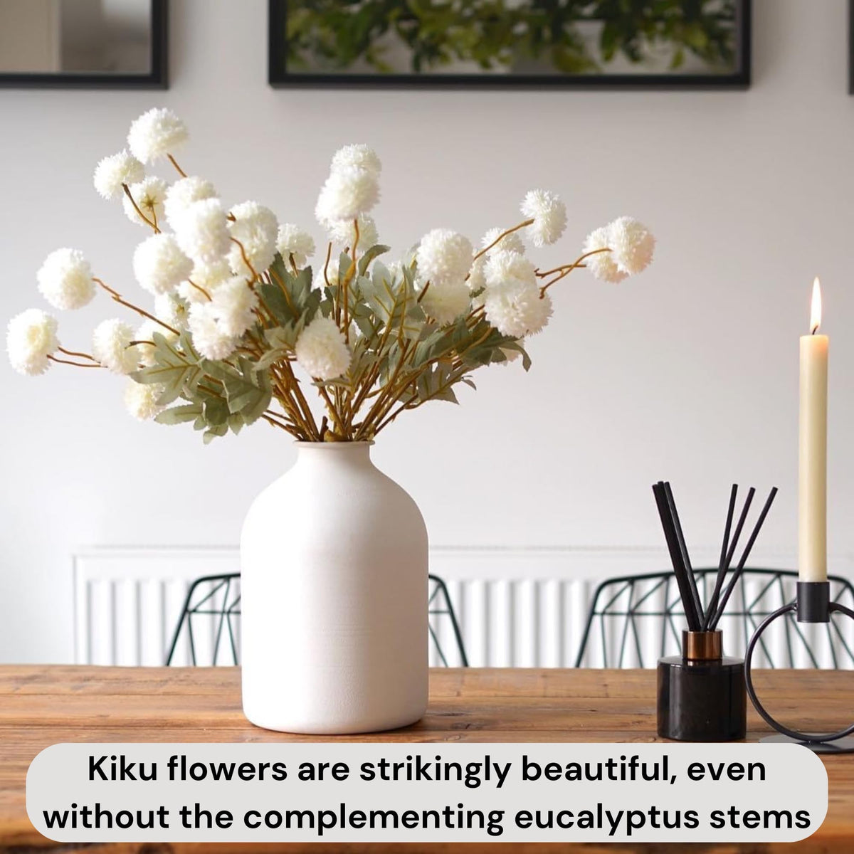 RyddeligHome White Faux Kiku Flowers for Vase - RyddeligHome Official Imagery - 8
