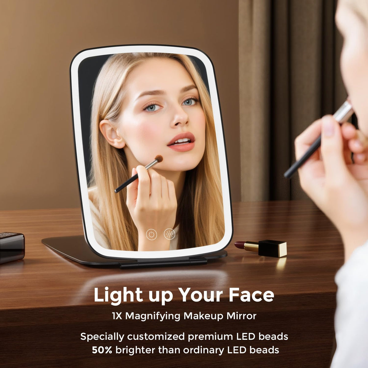 Portable Makeup Mirror Large Travel Mirror with Light 10 x7 - NEZZOE Official Imagery - 3