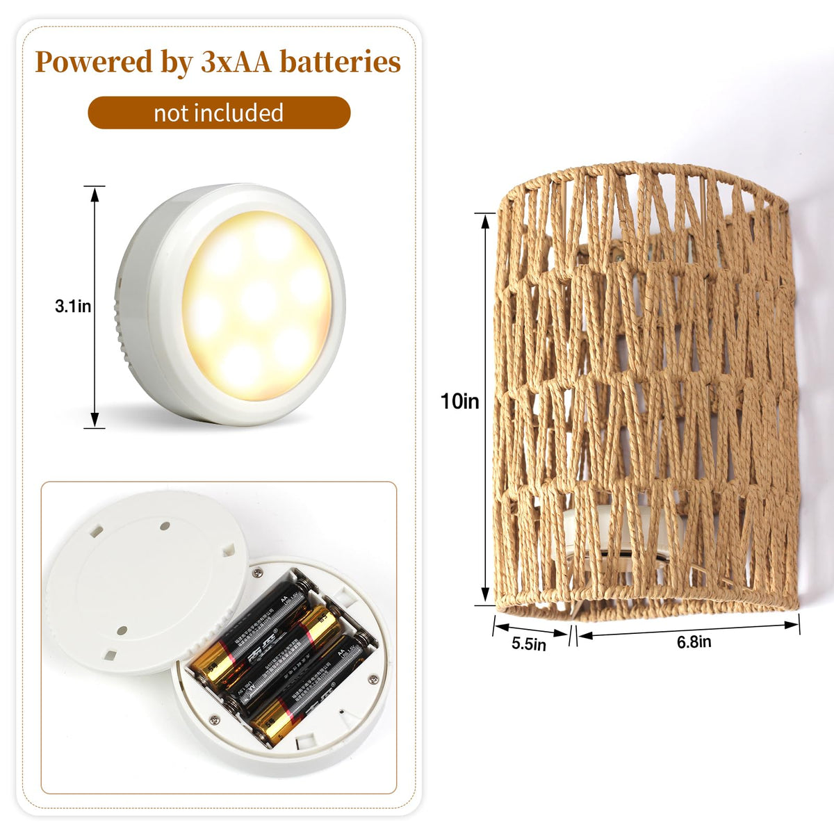Boho Wall Decor Battery Operated Wall Sconce Set of 2 18 RGB - FINCMY Official Imagery - 7