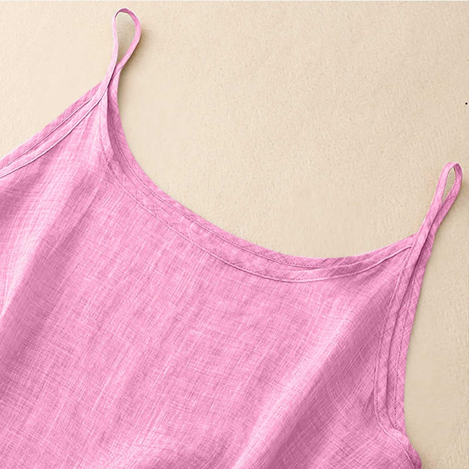 Cotton Linen Tank Tops for Women 2025 Summer Sleeveless Spaghetti Stra - View 5