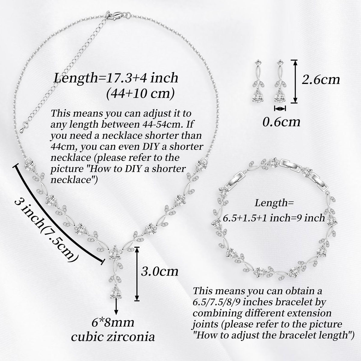 GZWHD Wedding Jewelry Sets for Bride Bridesmaid Women Cubic - GZWHD Official Imagery - 6