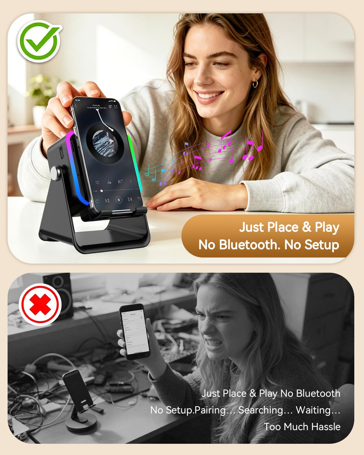 MILOUZ Gifts for Men Tech Gadgets Wireless Induction Speaker with Phon - View 3
