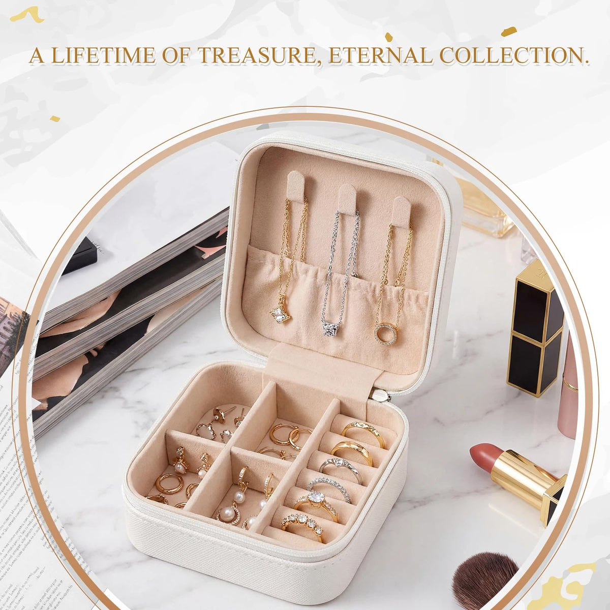6 Pcs Small Jewelry Box Portable Travel Case PU Leather - Juinte Official Imagery - 5