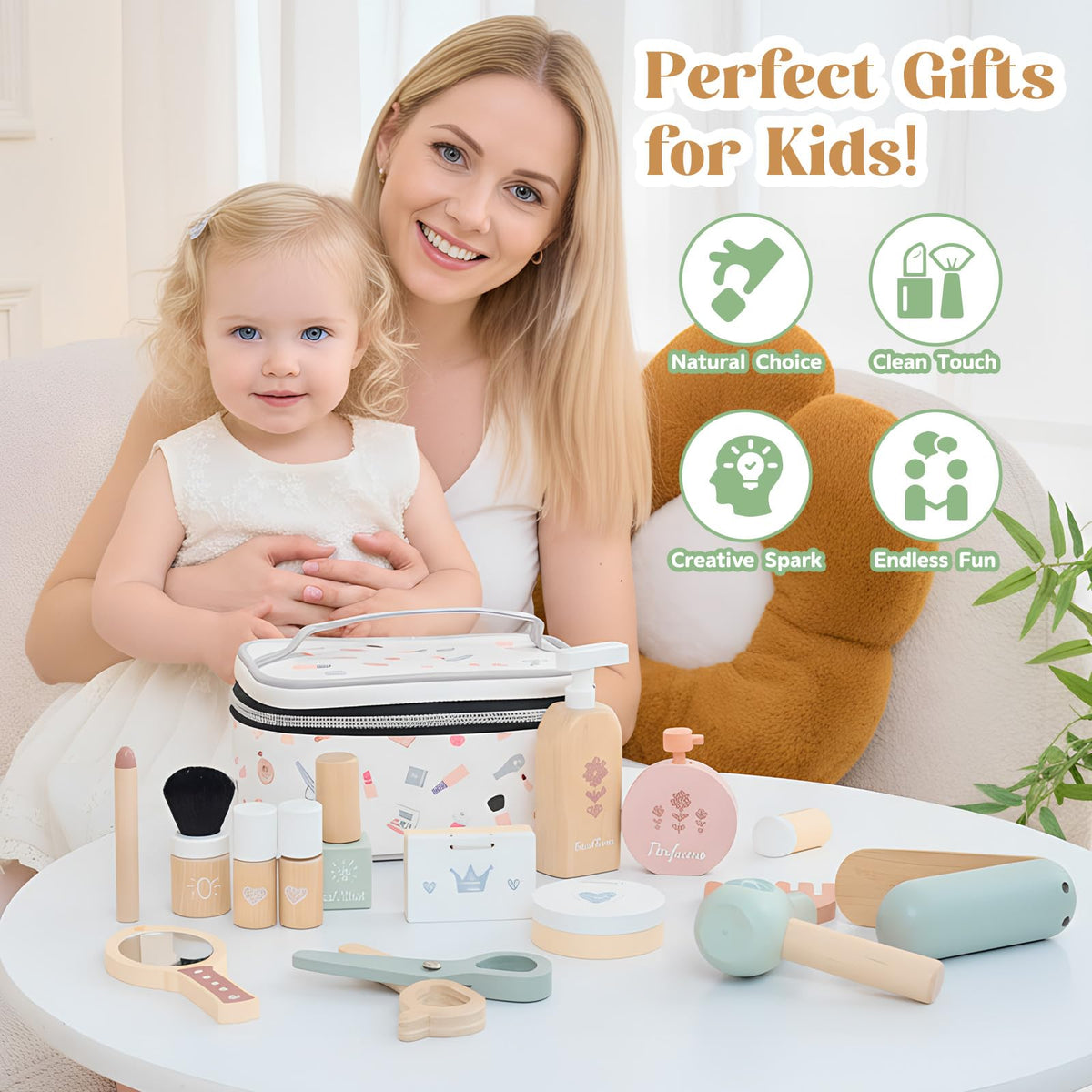 GAGAKU Wooden Makeup Toy Set for Toddlers 3 5 18 Piece - GAGAKU Official Imagery - 4